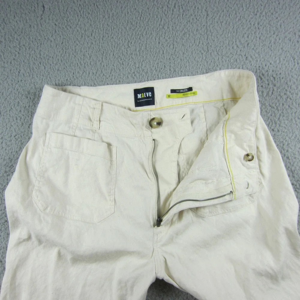 Maeve Anthropologie The Colette Wide Leg Crop Pant Womens 32 Cream Off White Y2K - Picture 4 of 12